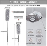 Upgraded Long Handle Microfiber Feather Ceiling Duster for Dust Cleaning Extendable Pole 30-100 Inch for Cleaning High Cobweb Stick High Ceiling Fan - Stainless Steel,Grey GenzVybs